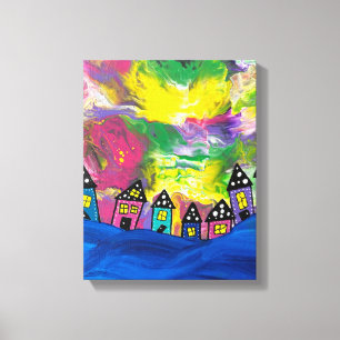 Whimsical Kleine huizen Acryl van Michael Dooley Canvas Afdruk