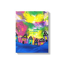 Whimsical Kleine huizen Acryl van Michael Dooley