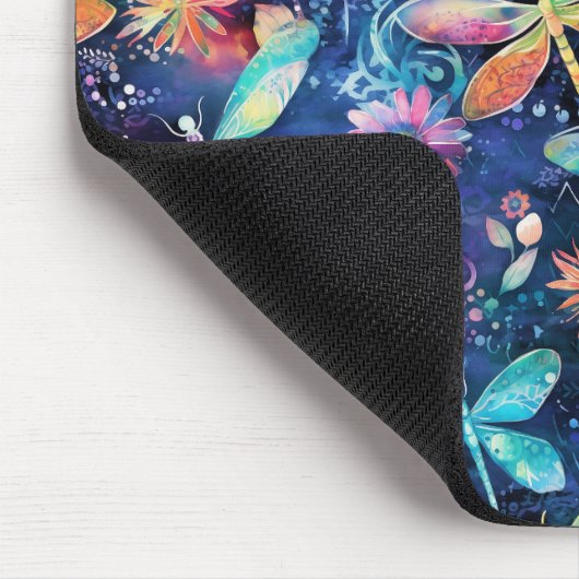 Whimsical kleurrijk libel patroon muismat (Hoek)