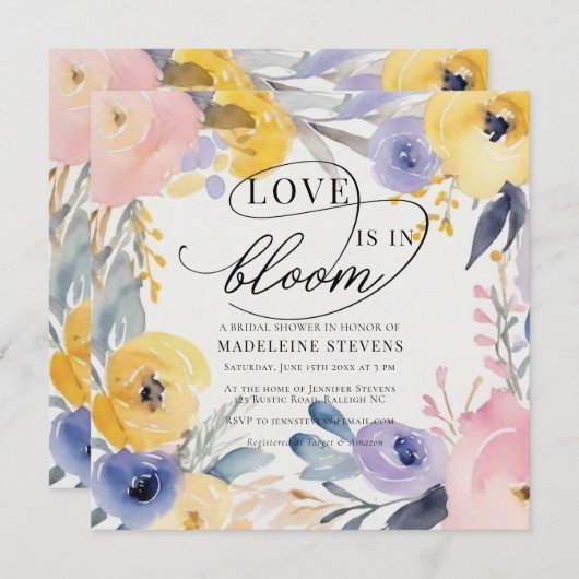 Whimsical Kleurrijke Bloem Liefde Bloom Vrijgezell Kaart (Voorkant / Achterkant)