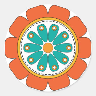 Whimsical kleurrijke bloem ronde sticker