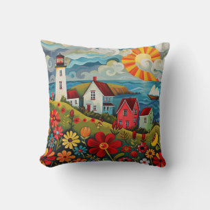 Whimsical Kleurrijke Bloemen Lichte Huis Kussen