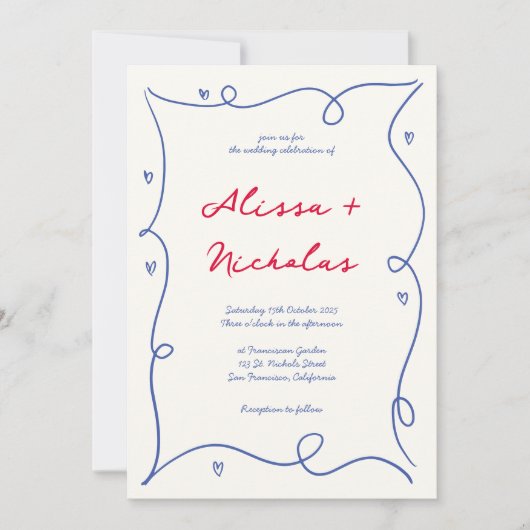 Whimsical Kleurrijke Border Script Monogram Bruilo Kaart (Voorkant)