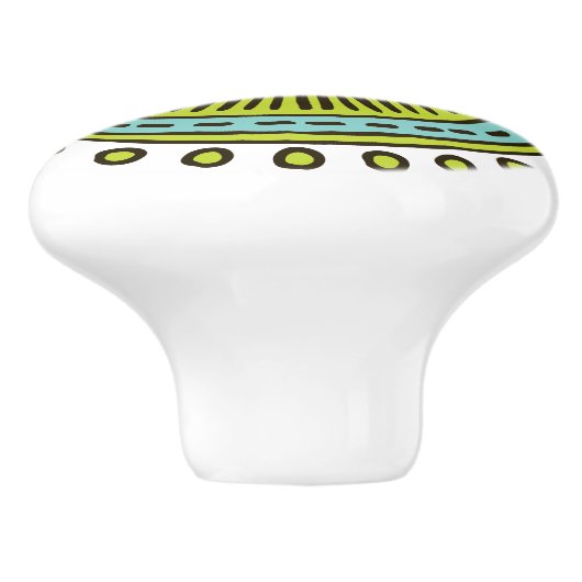 Whimsical Kleurrijke Hand Getrokken Ontwerp Cerami Keramische Knop (Zijkant)