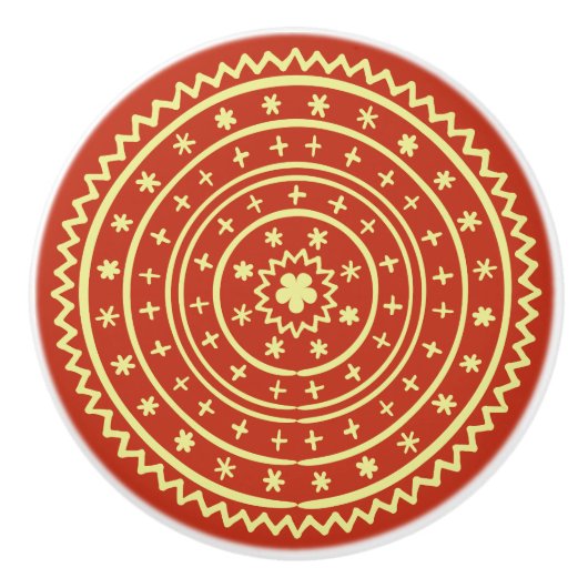 Whimsical Kleurrijke Hand Getrokken Ontwerp Cerami Keramische Knop (Voorkant)