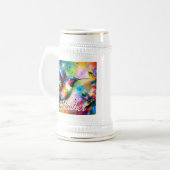 Whimsical Kleurrijke kolibrie vogel gepersonalisee Bierpul (Voorkant links)