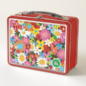 Whimsical Kleurrijke Lente Bloemen Tuinmonogram (Voorkant)