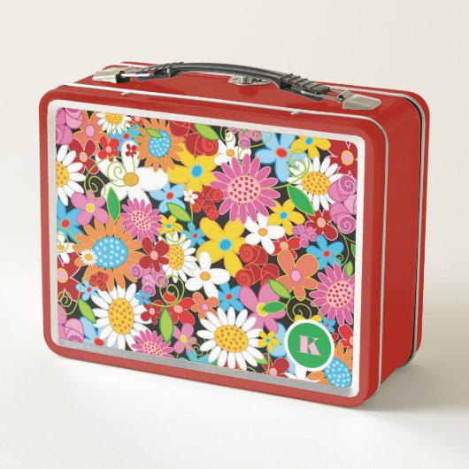 Whimsical Kleurrijke Lente Bloemen Tuinmonogram (Achterkant)