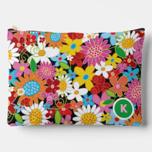 Whimsical Kleurrijke Lente Bloemen Tuinmonogram Etui