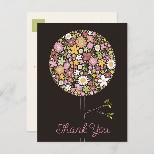 Whimsical Kleurrijke Lentebloemen Pop Birthda Aankondigingskaart (Voorkant / Achterkant)