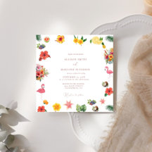 Whimsical Kleurrijke Leuke Tropische Flamingle Wed