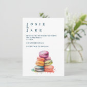Whimsical Kleurrijke Macarons bruiloft uitnodiging (Staand voorkant)