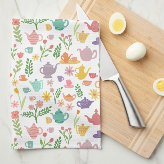 Whimsical kleurrijke theepotten Tea Party Uniek Sc Theedoek (Quarter Fold)