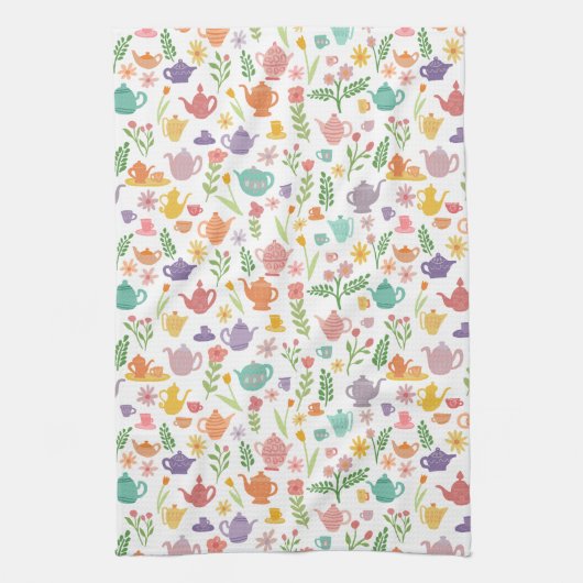 Whimsical kleurrijke theepotten Tea Party Uniek Sc Theedoek (Verticaal)