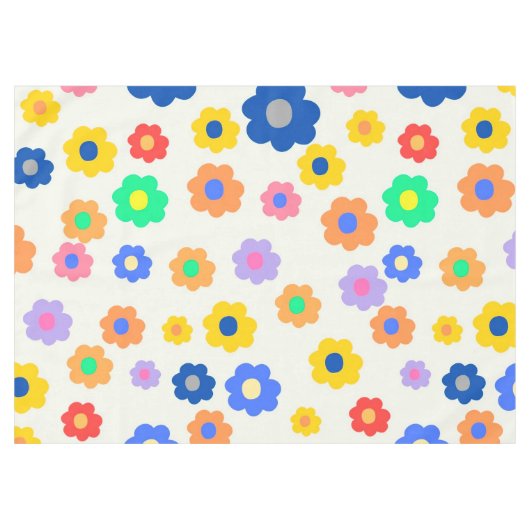 Whimsical Kleurrijke Y2K Bloemen Retro Vrolijk Tafelkleed (Voorkant (Horizontaal))