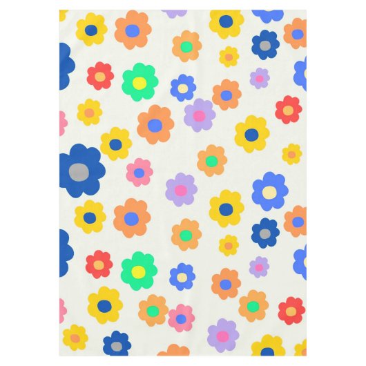 Whimsical Kleurrijke Y2K Bloemen Retro Vrolijk Tafelkleed (Voorkant)