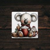 Whimsical Koala Hot Chocolate Christmas Magnet Magneet