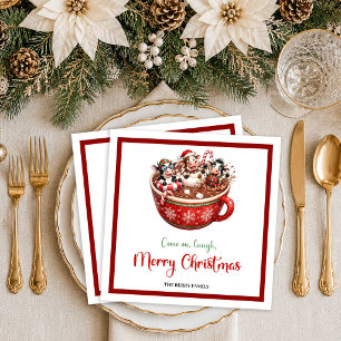 whimsical koe aquarel cute rood groen Kerstmis Servet