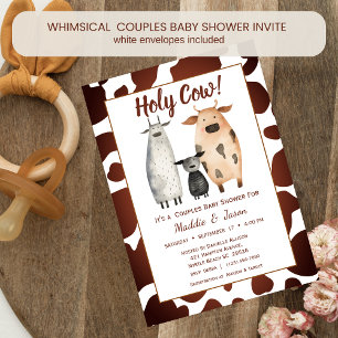 Whimsical Koe Familiekoppels Thema Baby shower Kaart