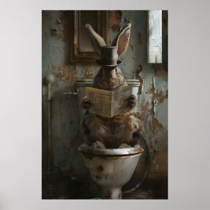 Whimsical Konijnenbadkamerprint, Gotische Victoria Poster