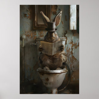 Whimsical Konijnenbadkamerprint, Gotische Victoria Poster
