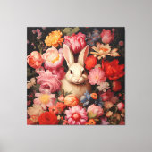 Whimsical konijnenveer bloeit canvas afdruk (Voorkant)