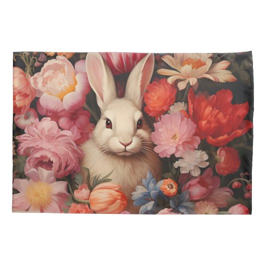 Whimsical  konijnenveer bloeit kussensloop (Achterkant)