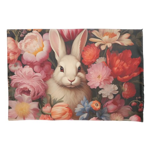 Whimsical  konijnenveer bloeit kussensloop (Voorkant)