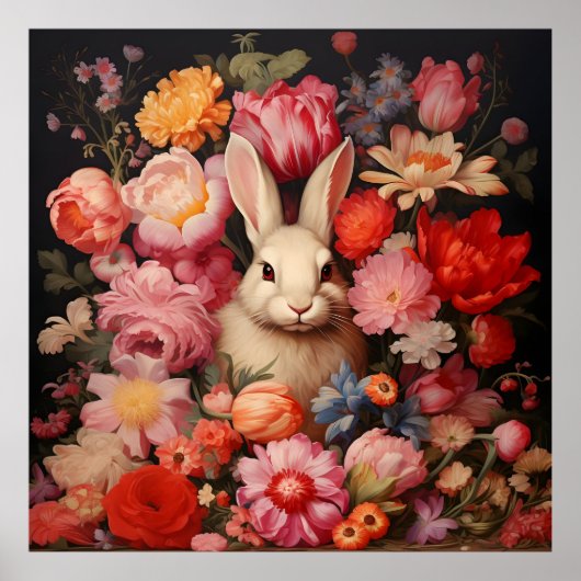 Whimsical konijnenveer bloeit poster (Voorkant)