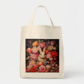 Whimsical konijnenveer bloeit tote bag (Voorkant)