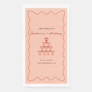 Whimsical Koraal en Kersenrood Champagne Bruiloft Servet