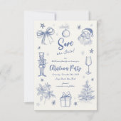 Whimsical Krabbel Kerstfeest Save The Date (Voorkant)