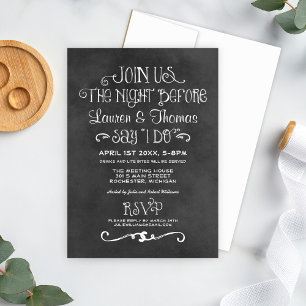 Whimsical krijtbord Zeg Ja Oefenavond Dinner Kaart