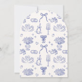 Whimsical kroonluchter, boog blauw hand getekend kaart (Achterkant)