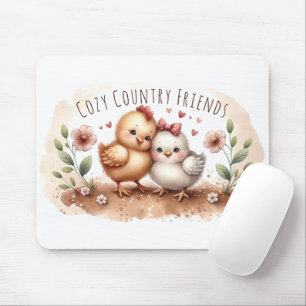 Whimsical Kuiken Duo Cottagecore Waterverf Muismat