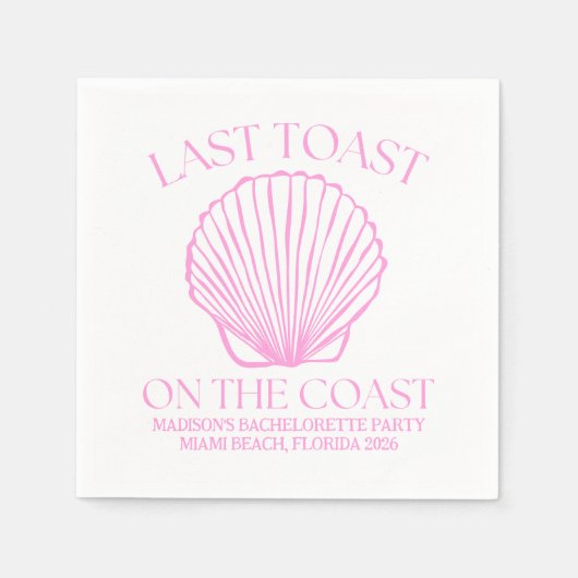 Whimsical Laatste Toast Op De Kust Roze Servet (Voorkant)