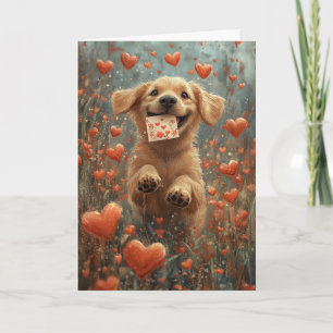 Whimsical Labrador Retriever in Hartbloem  Kaart