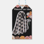 Whimsical Lace Ghost Illustratie met Bloemen Cadeaulabel (Voorkant)