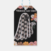 Whimsical Lace Ghost Illustratie met Bloemen Cadeaulabel (Achterkant)