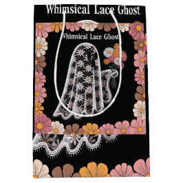 Whimsical Lace Ghost Illustratie met Bloemen Medium Cadeauzakje