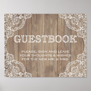Whimsical Lace Old Barn Wedding Guestbook Poster