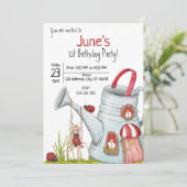 Whimsical LadyBug 1st Birthday Kaart (Staand voorkant)