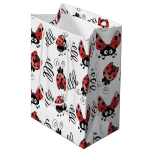 Whimsical Ladybug and Swirls Medium Cadeauzakje