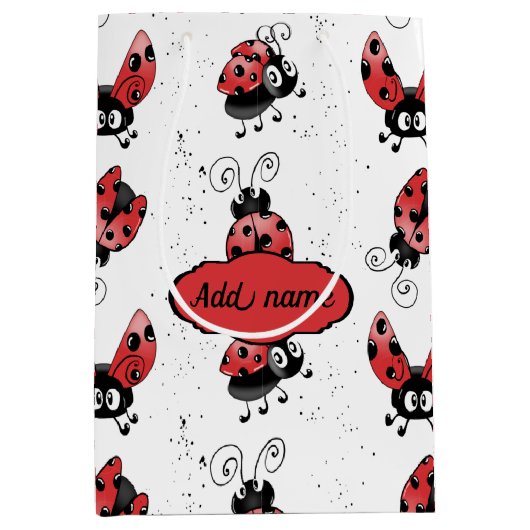 Whimsical Ladybug met Spletters van verven Middelg Medium Cadeauzakje (Voorkant)