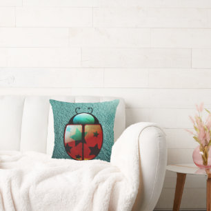 Whimsical Ladybug met sterren Kussen