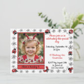 Whimsical Ladybug Photo Birthday Invitation (Debout devant)