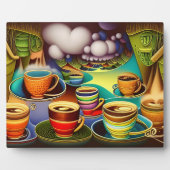 Whimsical Land of Coffee Cups Tabletop Fotoplaat (Voorkant)