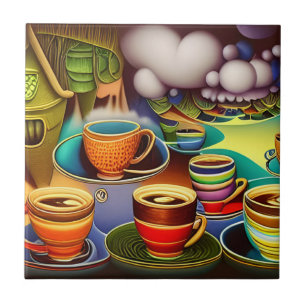 Whimsical Land of Coffee Cups Tegeltje