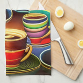 Whimsical Land of Coffee Cups Theedoek (Quarter Fold)
