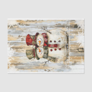 Whimsical Landelijk Sneeuwmannen Koppel DY8R Decou Tissuepapier